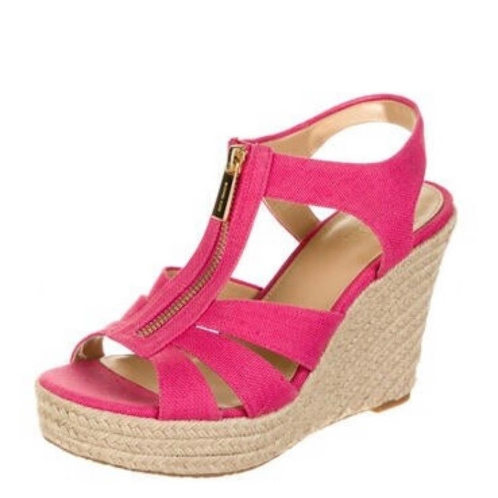 MICHAEL Michael Kors Berkley Espadrille Wedge Sandal in Bright Fuchsia Size 7.5